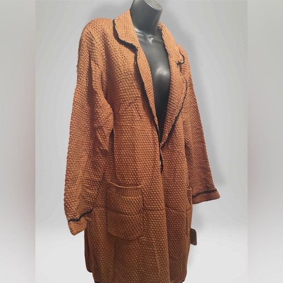 NWT Genhoo Women’s Acrylic V Neck Long Sleeve Boho Sweater Color: Brown Size XL - Picture 8 of 9